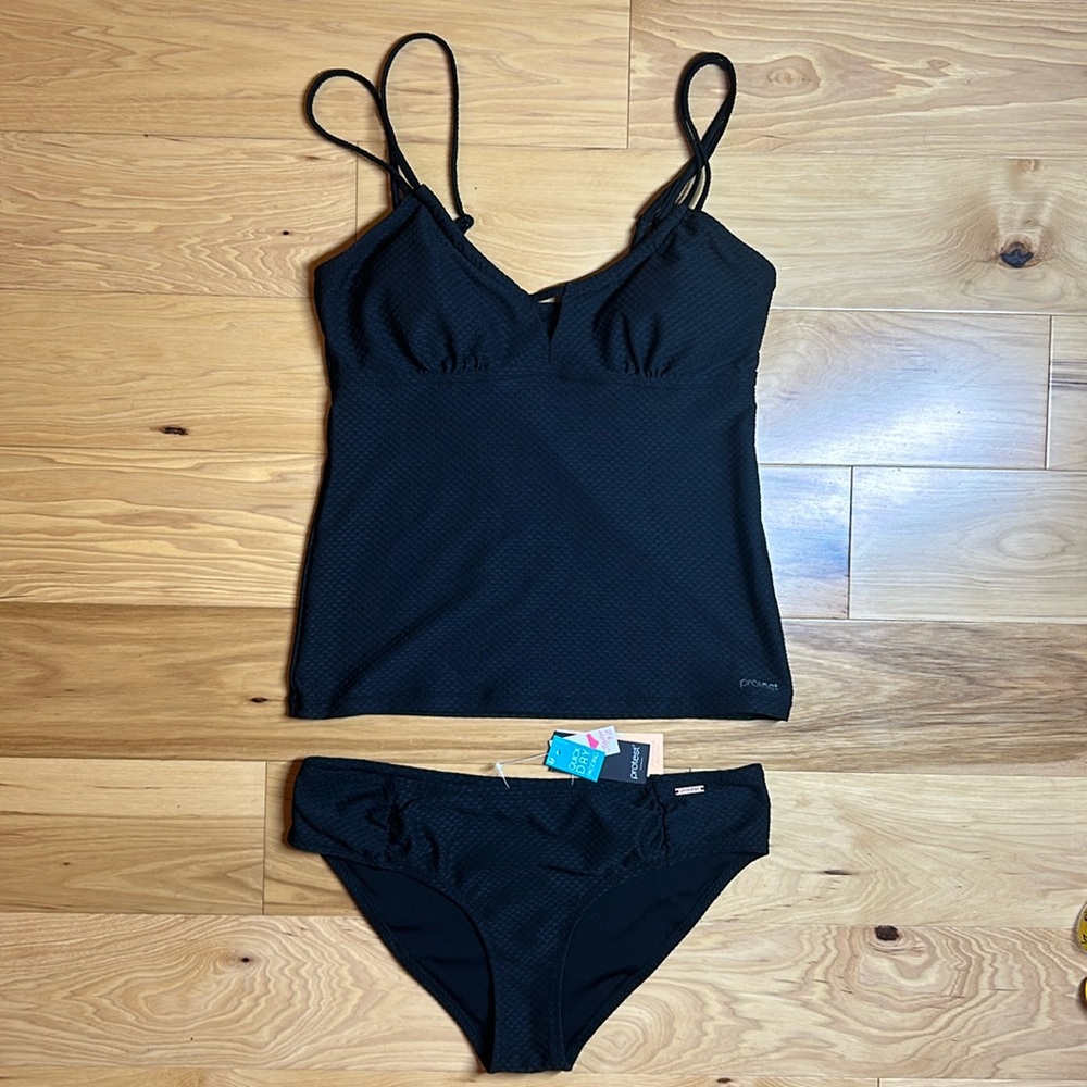 NWT Protest Black Ribbed Tankini | Size 10